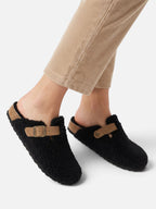 Wool-Look Buckle Clogs with Cosy Lining