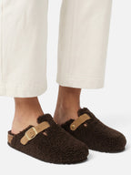 Wool-Look Buckle Clogs with Cosy Lining