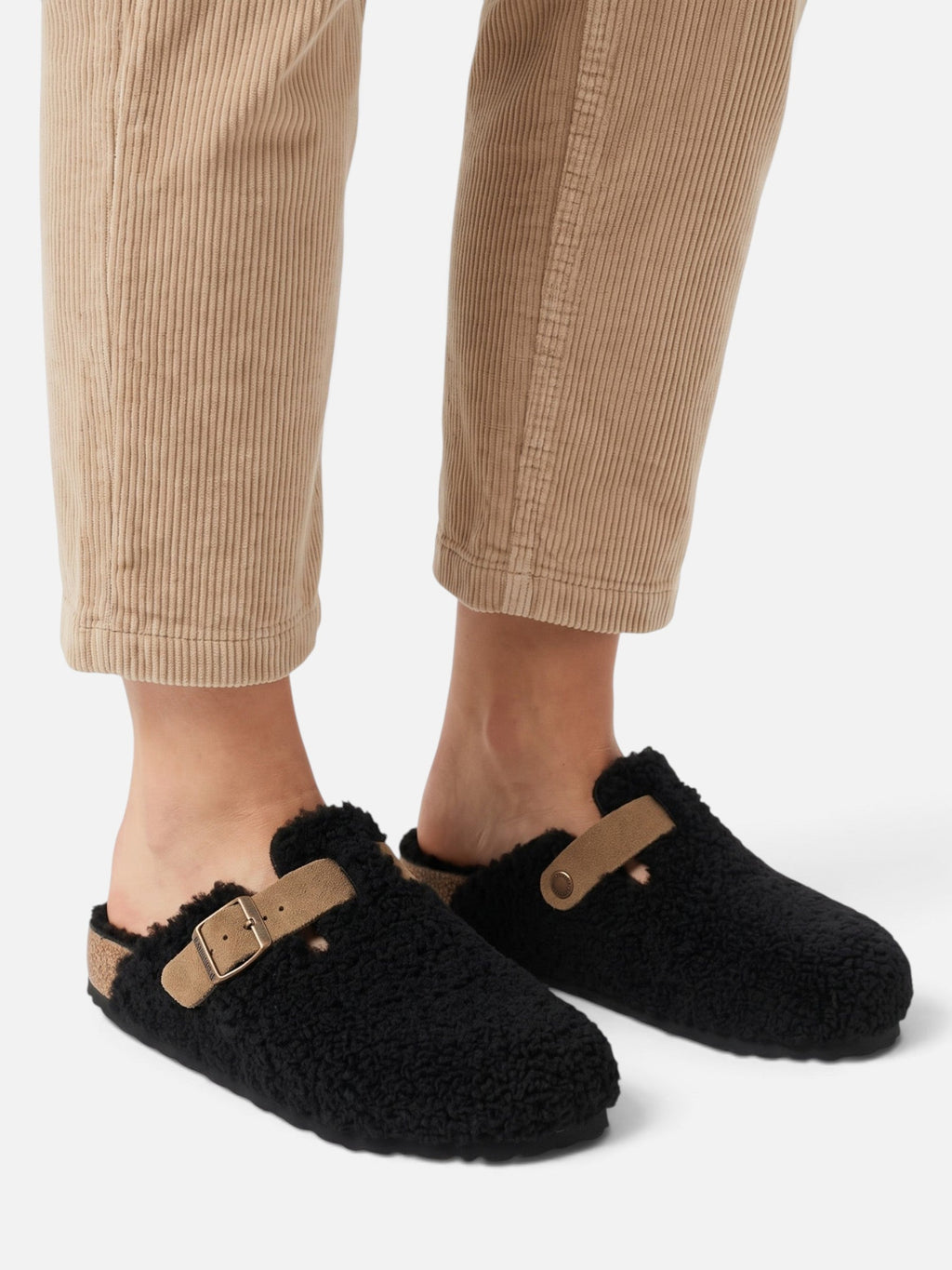 Wool-Look Buckle Clogs with Cosy Lining