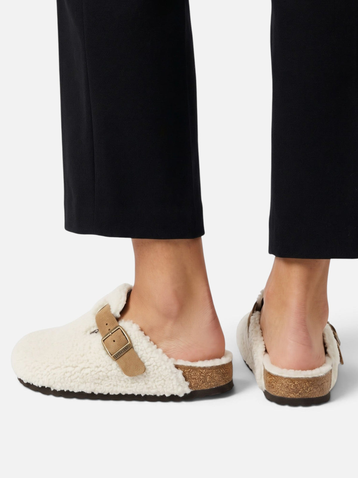 Wool-Look Buckle Clogs with Cosy Lining