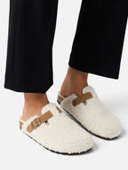 Wool-Look Buckle Clogs with Cosy Lining
