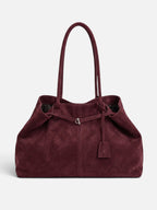 Suede-Look Slouch Tote with Buckle Strap
