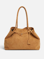 Suede-Look Slouch Tote with Buckle Strap