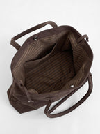 Suede-Look Slouch Tote with Buckle Strap