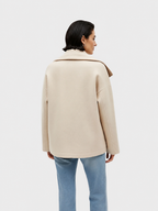 Cropped Wool-Blend Jacket with Oversized Collar