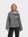 Cropped Wool-Blend Jacket with Oversized Collar