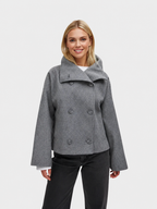 Cropped Wool-Blend Jacket with Oversized Collar