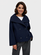 Cropped Wool-Blend Jacket with Oversized Collar