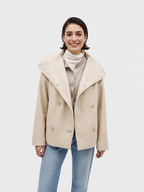 Cropped Wool-Blend Jacket with Oversized Collar