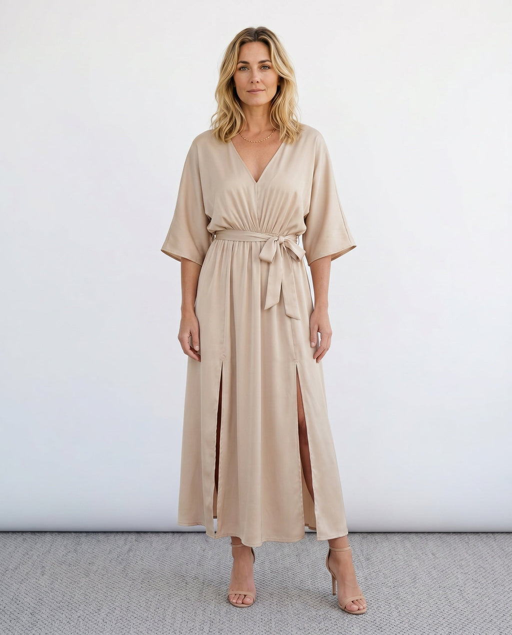 Open Back Tie-Back Wedding Guest Maxi Dress