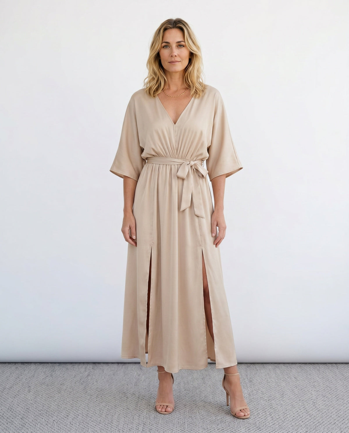Open Back Tie-Back Wedding Guest Maxi Dress