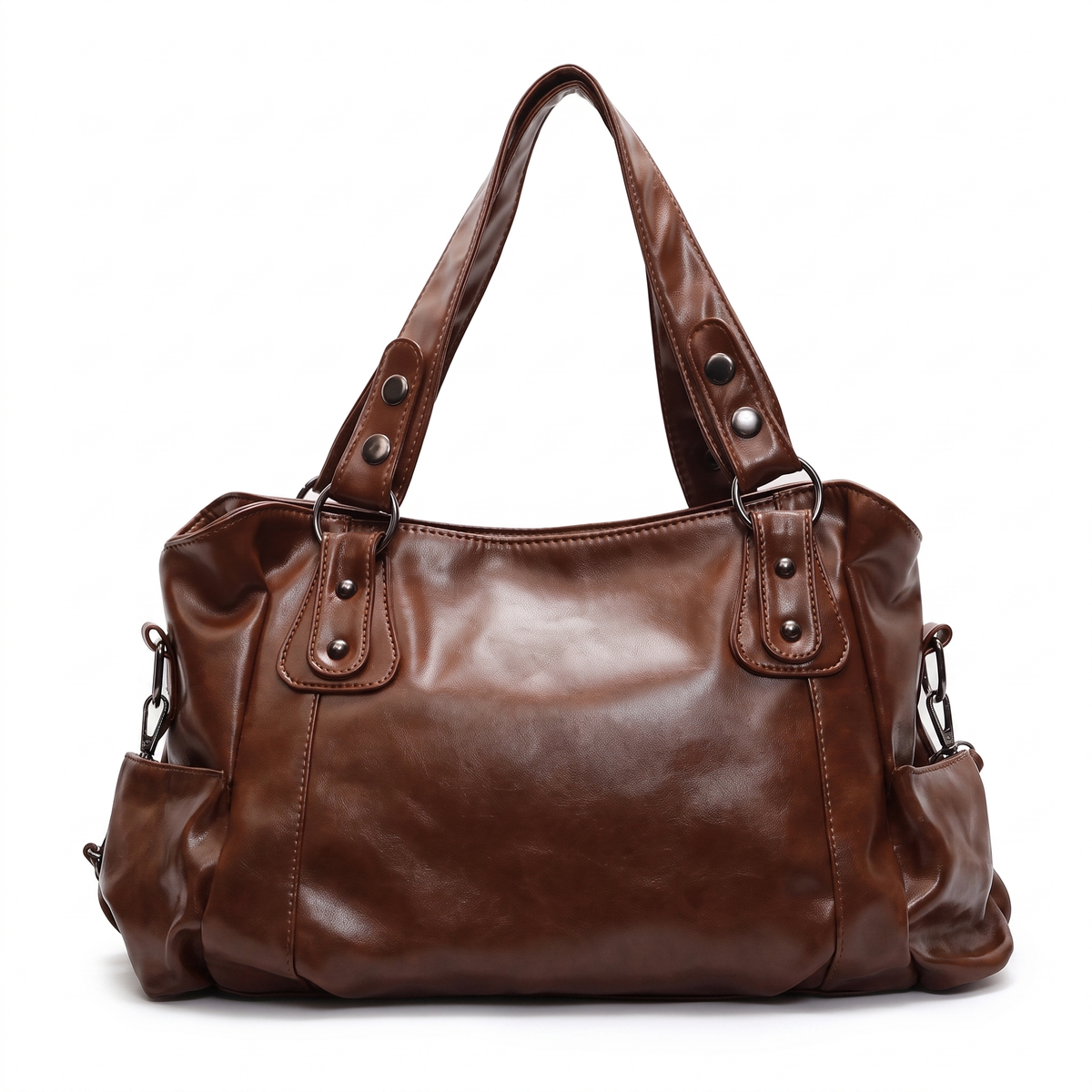 Slouchy Hobo Bag with Snap-Tab Handles