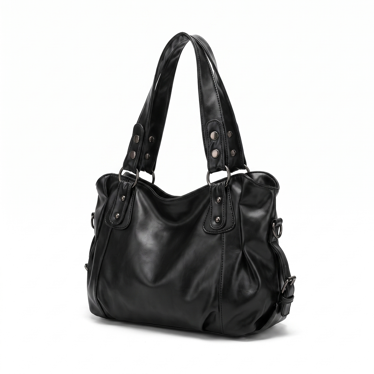 Slouchy Hobo Bag with Snap-Tab Handles