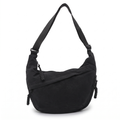 Crescent Hobo Bag in Crinkle Fabric – Dual Zip Pockets
