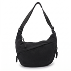 Crescent Hobo Bag in Crinkle Fabric – Dual Zip Pockets