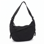 Crescent Hobo Bag in Crinkle Fabric – Dual Zip Pockets