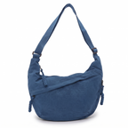 Crescent Hobo Bag in Crinkle Fabric – Dual Zip Pockets