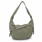 Crescent Hobo Bag in Crinkle Fabric – Dual Zip Pockets