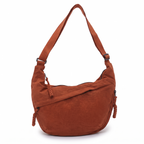Crescent Hobo Bag in Crinkle Fabric – Dual Zip Pockets