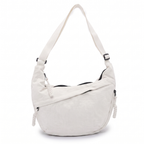 Crescent Hobo Bag in Crinkle Fabric – Dual Zip Pockets
