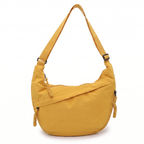 Crescent Hobo Bag in Crinkle Fabric – Dual Zip Pockets
