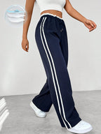 Striped Track Trousers with Comfort Waistband – Sporty Straight Leg Joggers