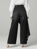 High-Waist Asymmetric Skort Wide-Leg Jeans
