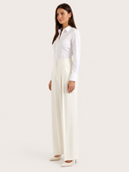 Women's High-Waisted Tailored Wide-Leg Trousers – Pleated Full-Length Style for Office Business Formal Events and Smart Evening Wear