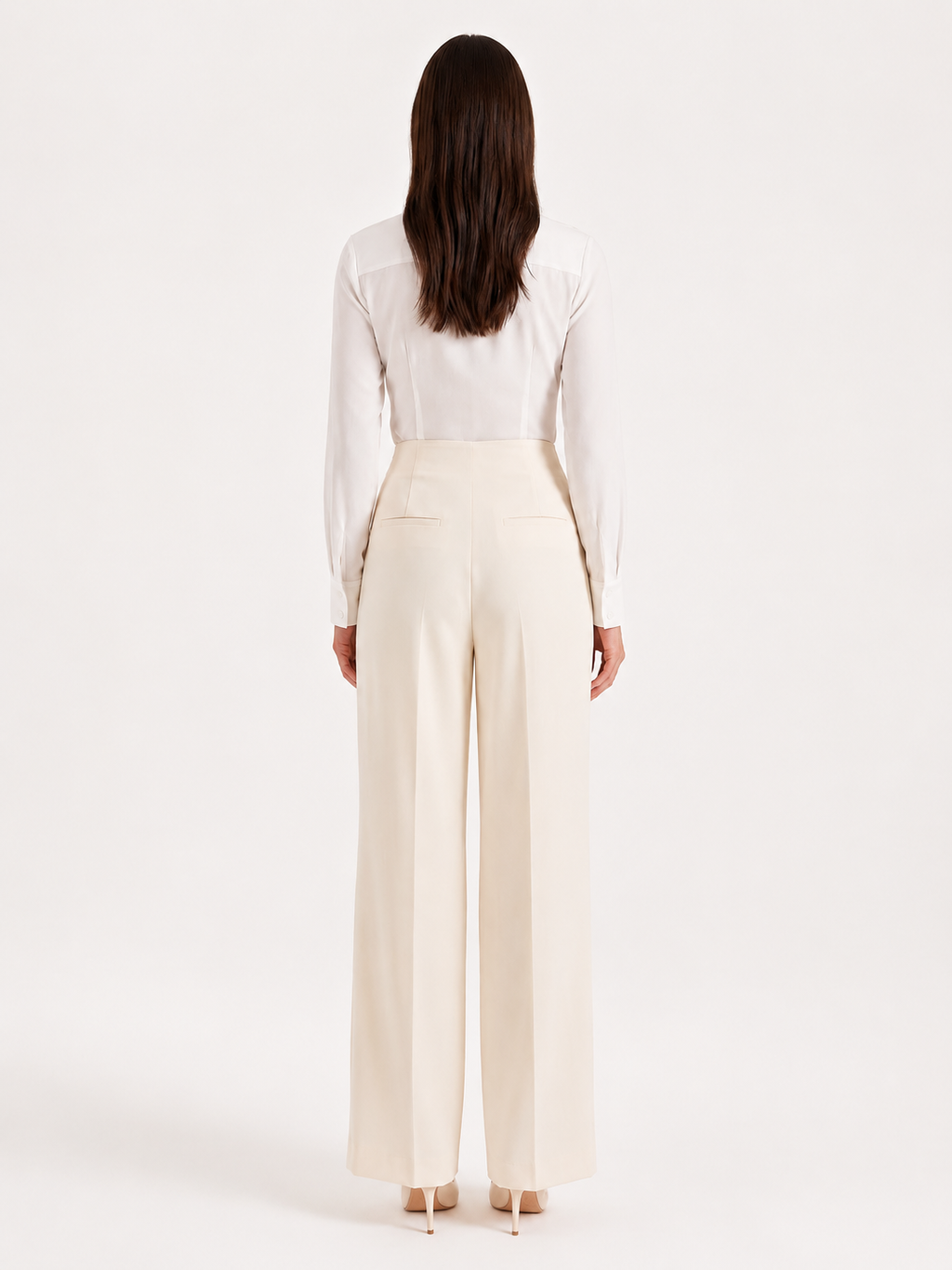 Women's High-Waisted Tailored Wide-Leg Trousers – Pleated Full-Length Style for Office Business Formal Events and Smart Evening Wear