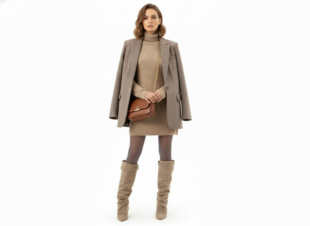 Slouch Boots with Low Heel & Pointed Toe – Women's Ruched Boots