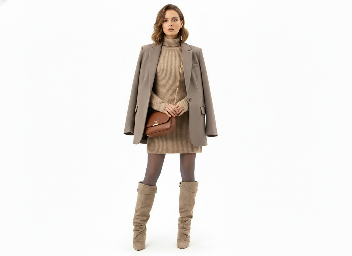 Slouch Boots with Low Heel & Pointed Toe – Women's Ruched Boots