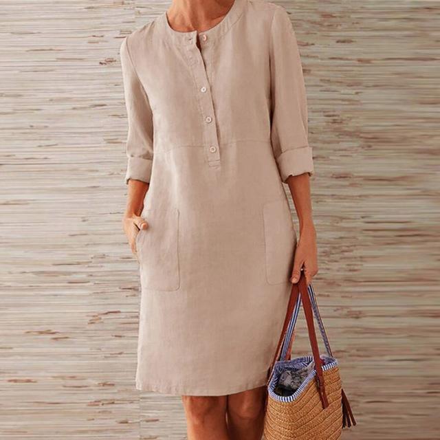 Women's Relaxed Shift Dress with Patch Pockets