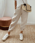 Women's Linen-Look Trousers with Elasticated Waist