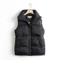 Women's Padded Puffer Gilet with High Stand Collar and Snap Button