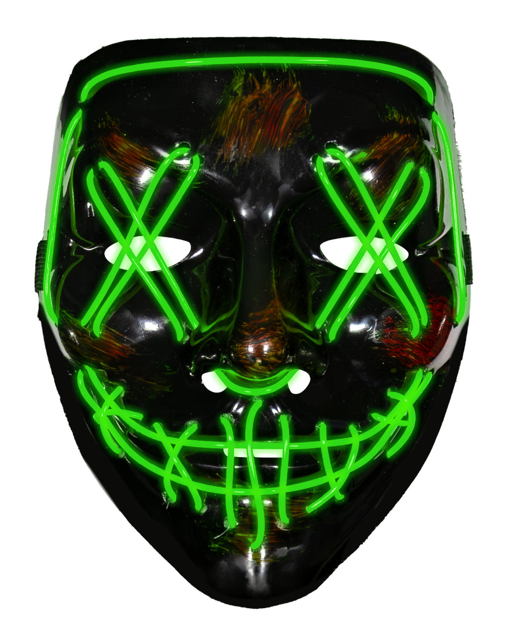 Adults' Light-Up Green LED Half-Face Mask with Splatter Print