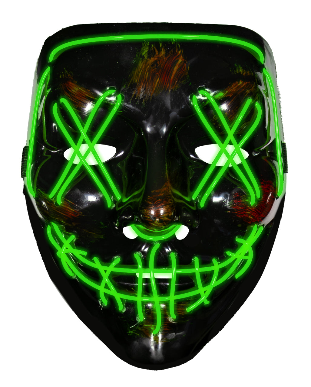 Adults' Light-Up Green LED Half-Face Mask with Splatter Print