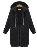 Women's Long Zip-Up Hoodie – Relaxed Hooded Cardigan Style