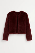 Collarless Teddy Jacket – Minimal Round Neck Design