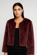Collarless Teddy Jacket – Minimal Round Neck Design