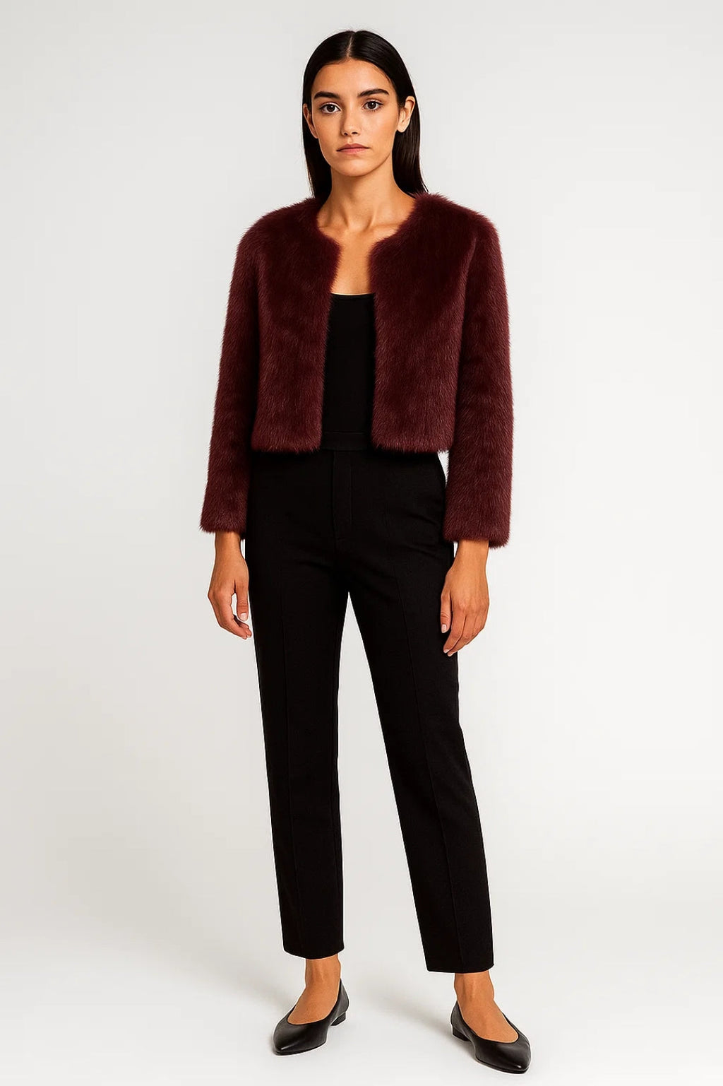 Collarless Teddy Jacket – Minimal Round Neck Design