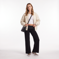 Polka Dot Foldover Waist Wide-Leg Trousers