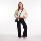 Polka Dot Foldover Waist Wide-Leg Trousers