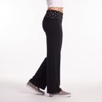 Polka Dot Foldover Waist Wide-Leg Trousers
