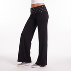 Polka Dot Foldover Waist Wide-Leg Trousers