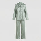 Women's Satin Finish Pyjama Set with Button Front Shirt