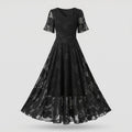 Women's V-Neck Maxi Dress with Sheer Flutter Sleeves and Defined Waist