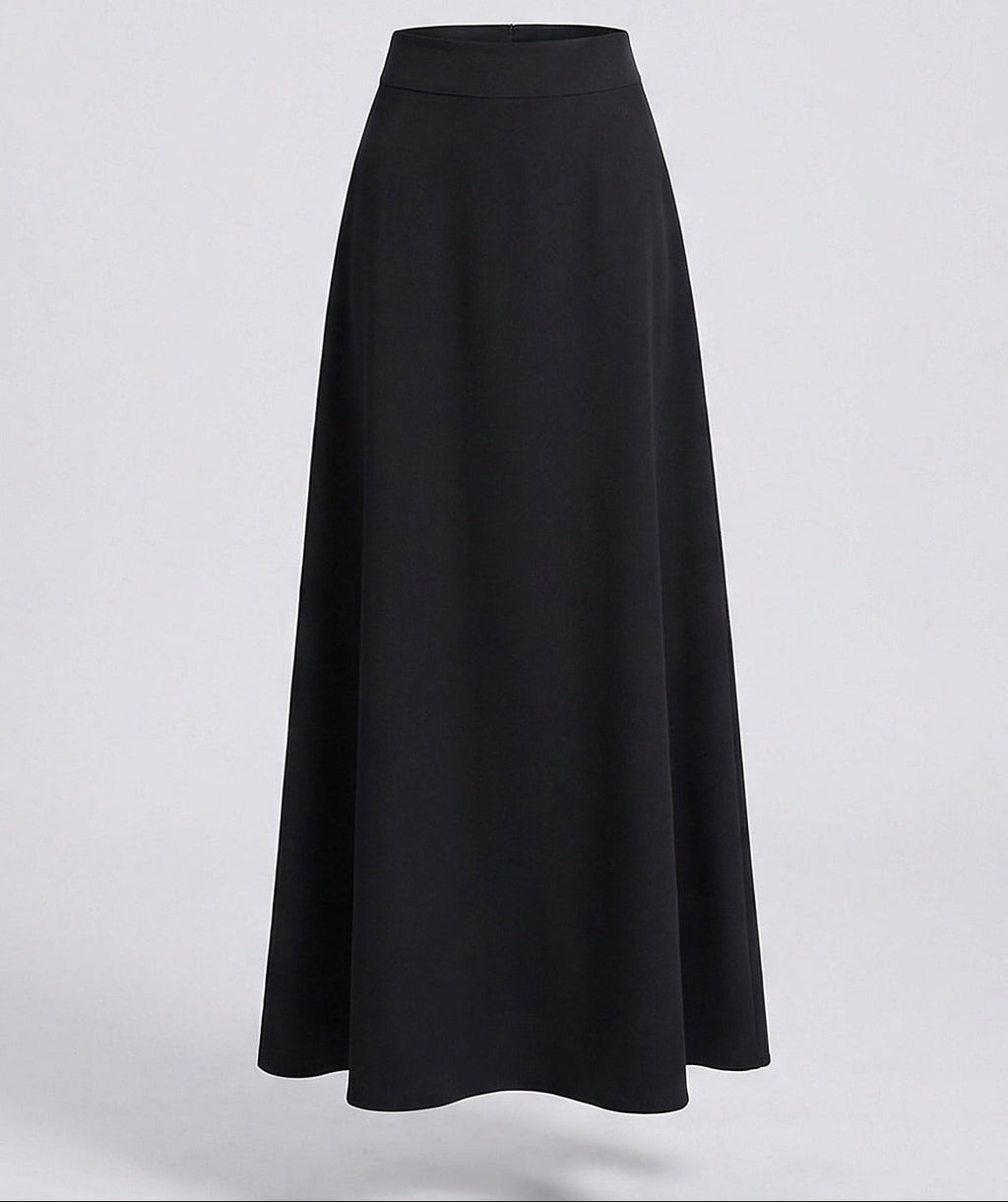 Women's High Waisted Maxi Skirt with Smooth Waistline and Flowing A-Line