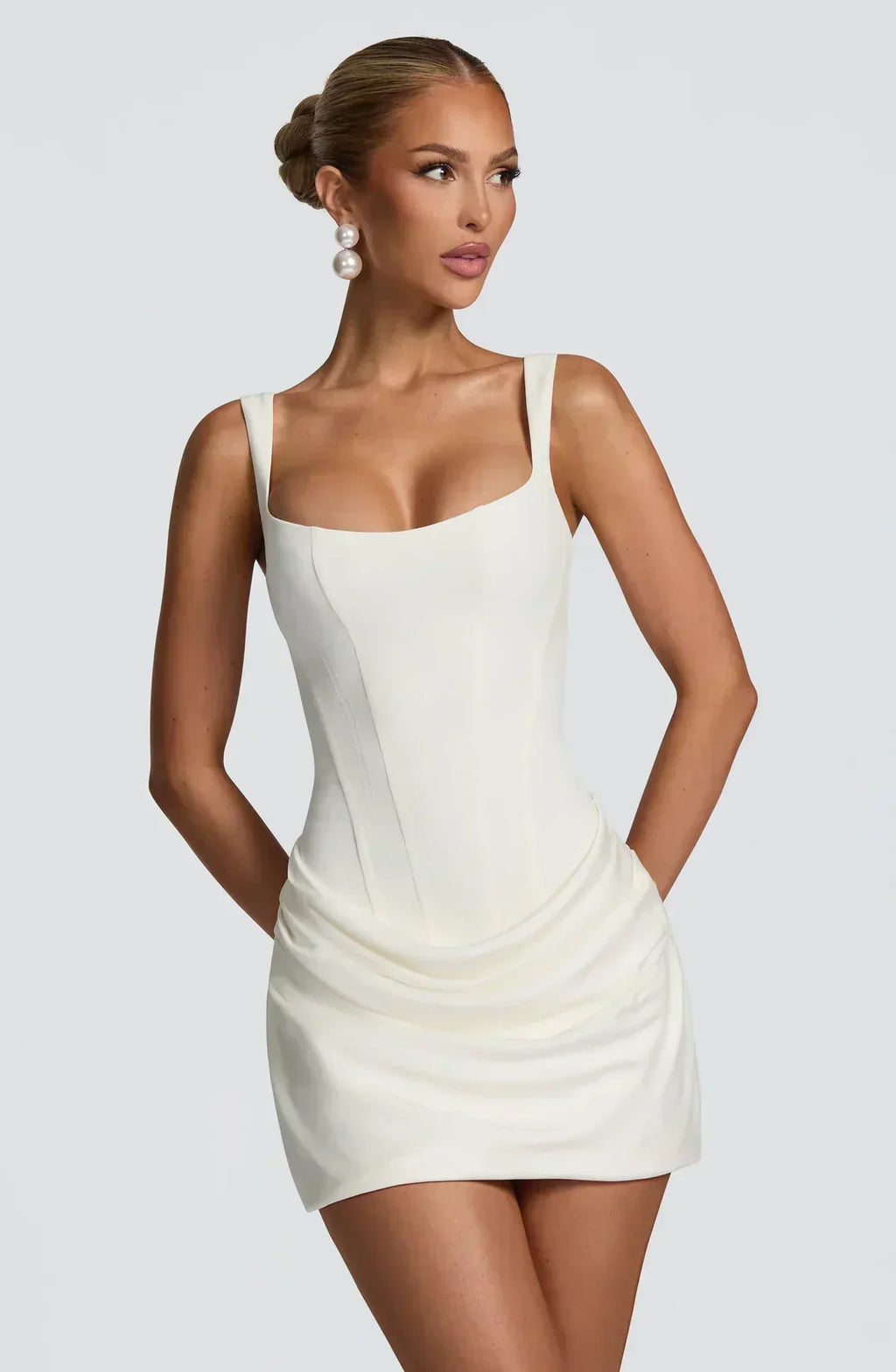 Draped Corset Mini Dress – Elegant Bodycon Party Dress | Meave & Ivy