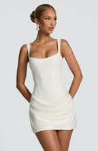 Draped Corset Mini Dress – Elegant Bodycon Party Dress | Meave & Ivy