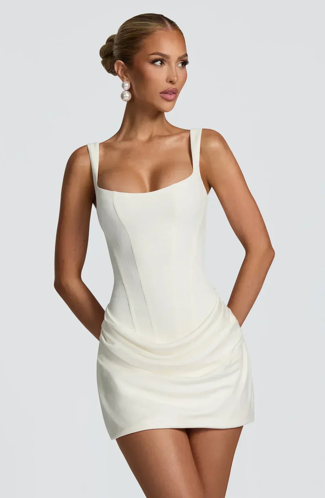 Draped Corset Mini Dress – Elegant Bodycon Party Dress | Meave & Ivy